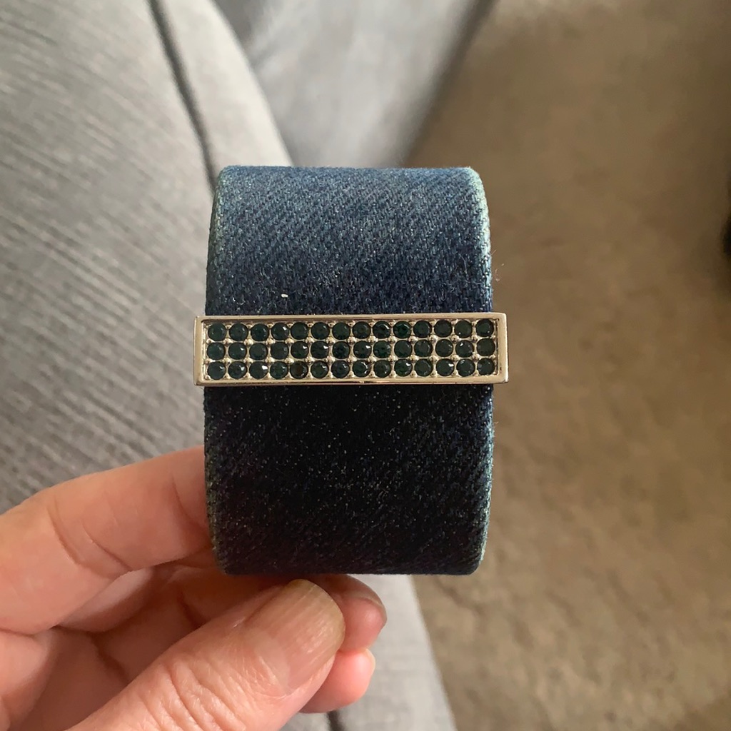 Swarovski Denim Cuff With Navy Crystals